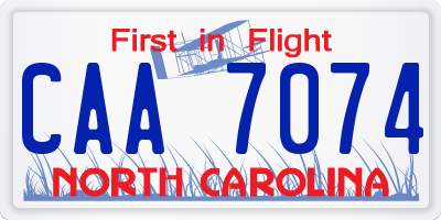 NC license plate CAA7074