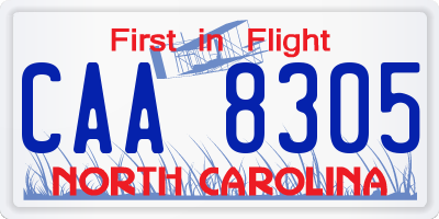 NC license plate CAA8305