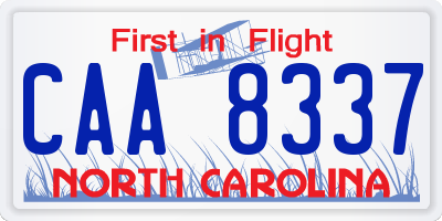 NC license plate CAA8337