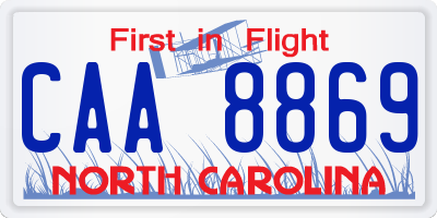 NC license plate CAA8869