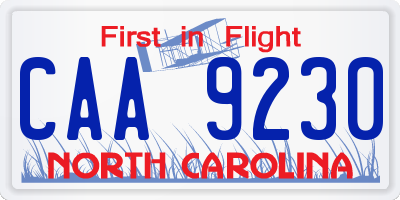 NC license plate CAA9230