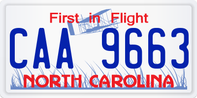 NC license plate CAA9663