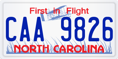 NC license plate CAA9826