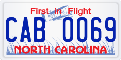 NC license plate CAB0069