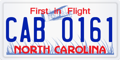 NC license plate CAB0161