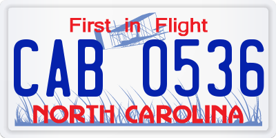 NC license plate CAB0536