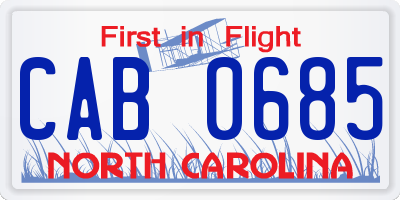 NC license plate CAB0685