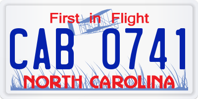 NC license plate CAB0741