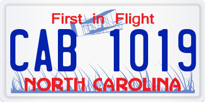 NC license plate CAB1019