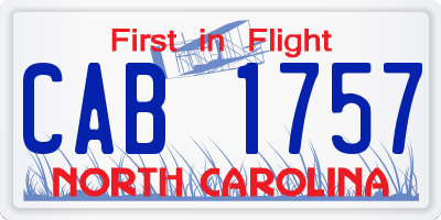 NC license plate CAB1757