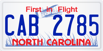 NC license plate CAB2785