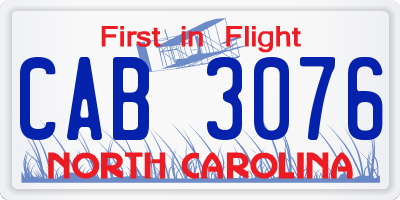 NC license plate CAB3076