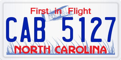 NC license plate CAB5127