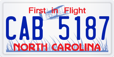 NC license plate CAB5187