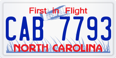 NC license plate CAB7793