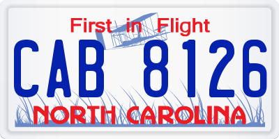 NC license plate CAB8126