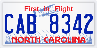 NC license plate CAB8342