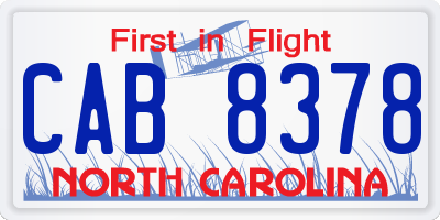 NC license plate CAB8378