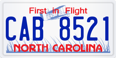 NC license plate CAB8521