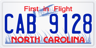 NC license plate CAB9128