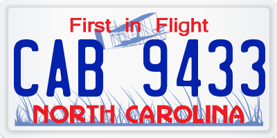 NC license plate CAB9433