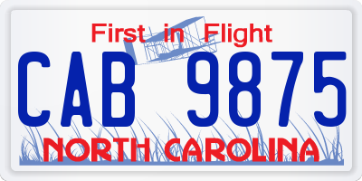 NC license plate CAB9875