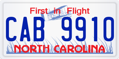 NC license plate CAB9910