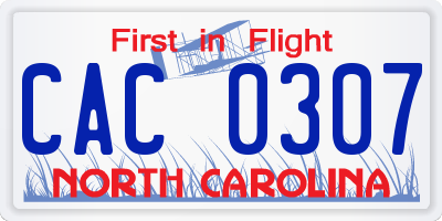 NC license plate CAC0307