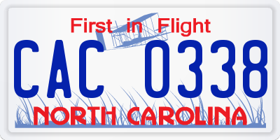 NC license plate CAC0338