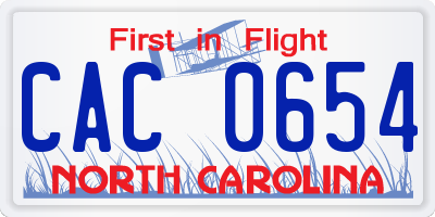 NC license plate CAC0654