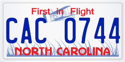 NC license plate CAC0744