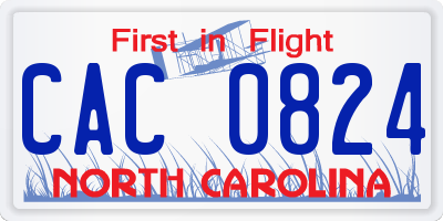 NC license plate CAC0824