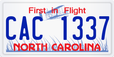 NC license plate CAC1337