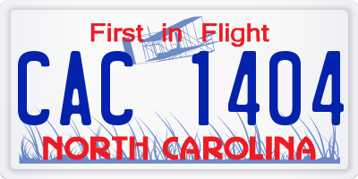 NC license plate CAC1404