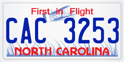 NC license plate CAC3253