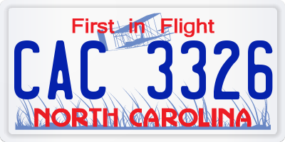 NC license plate CAC3326