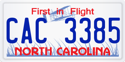 NC license plate CAC3385