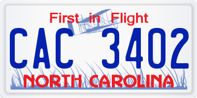 NC license plate CAC3402