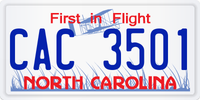 NC license plate CAC3501