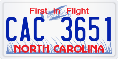 NC license plate CAC3651