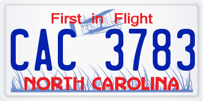 NC license plate CAC3783