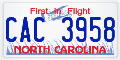 NC license plate CAC3958