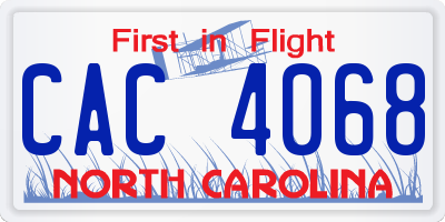 NC license plate CAC4068