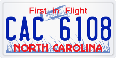 NC license plate CAC6108