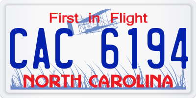 NC license plate CAC6194
