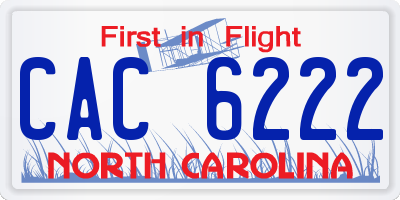 NC license plate CAC6222