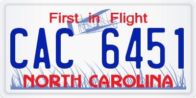 NC license plate CAC6451