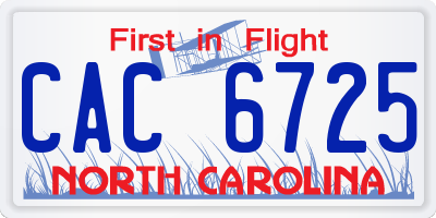 NC license plate CAC6725