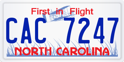 NC license plate CAC7247