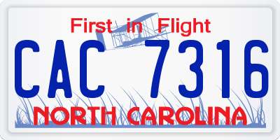 NC license plate CAC7316